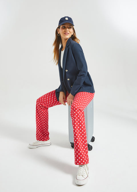 7-Pocket DPYP™ Dress Pant Yoga Pant | Straight (Red White Dot)