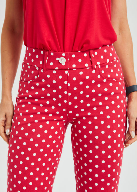 7-Pocket DPYP™ Dress Pant Yoga Pant | Straight (Red White Dot)