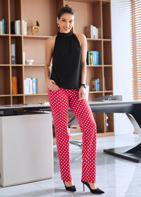 7-Pocket DPYP™ Dress Pant Yoga Pant | Straight (Red White Dot)