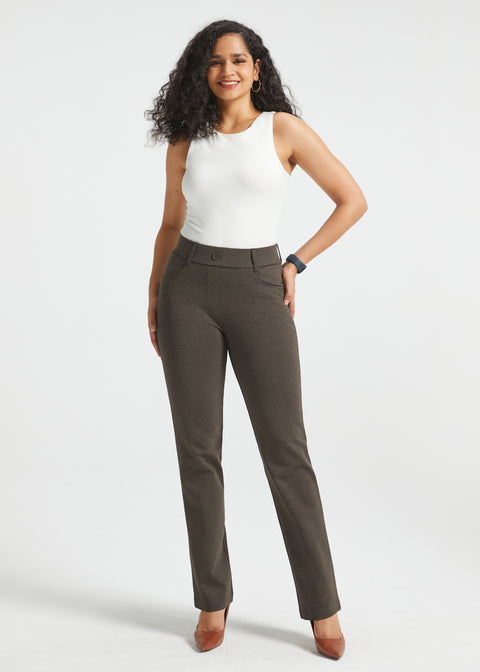PRESALE ⏰ 7-Pocket DPYP™ Dress Pant Yoga Pants | Straight (Heather Brown)