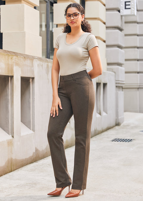 PRESALE ⏰ 7-Pocket DPYP™ Dress Pant Yoga Pants | Straight (Heather Brown)