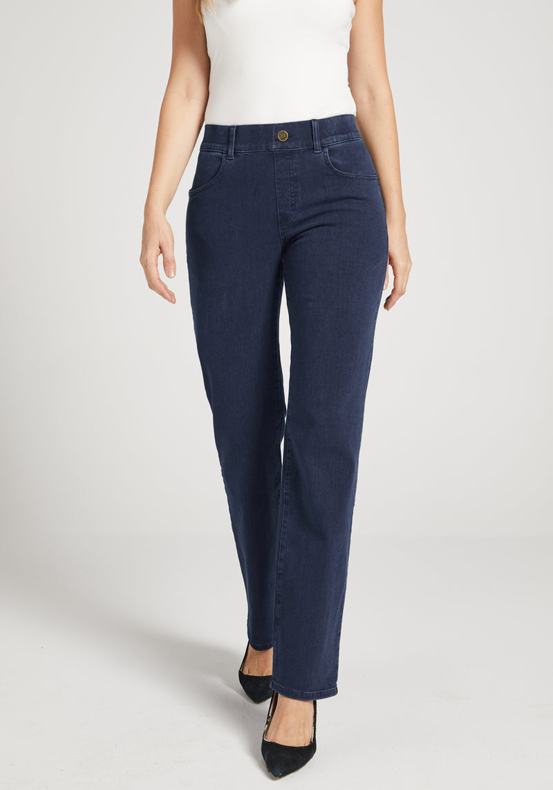 ■SATUR■ W Lane mid-rise straight denim pants indigo blue S Straight Denim Jeans