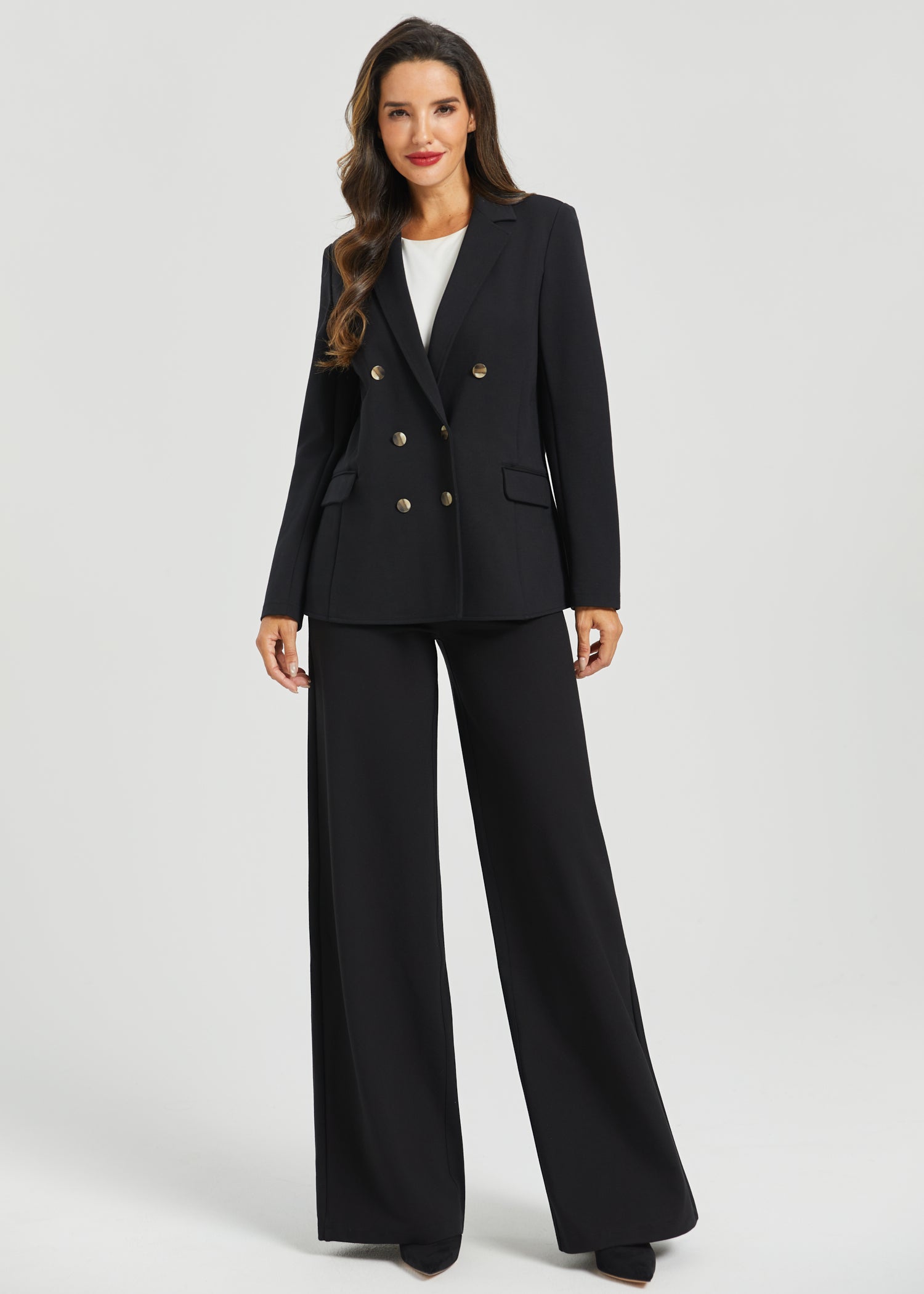 Double-Breasted Stretch Ponte Blazer | Machine Washable Women's