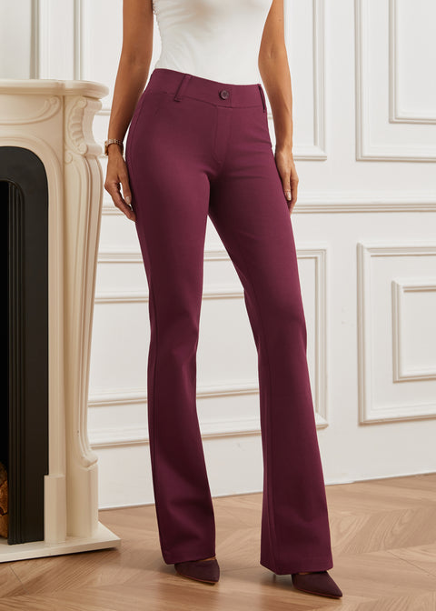 Two-Pocket Dress Pant Yoga Pant | Bootcut (Burgundy)