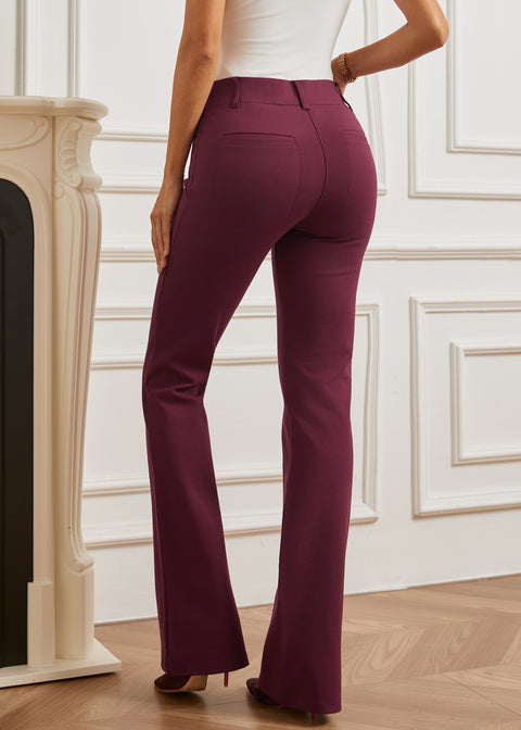 Two-Pocket Dress Pant Yoga Pant | Bootcut (Burgundy)