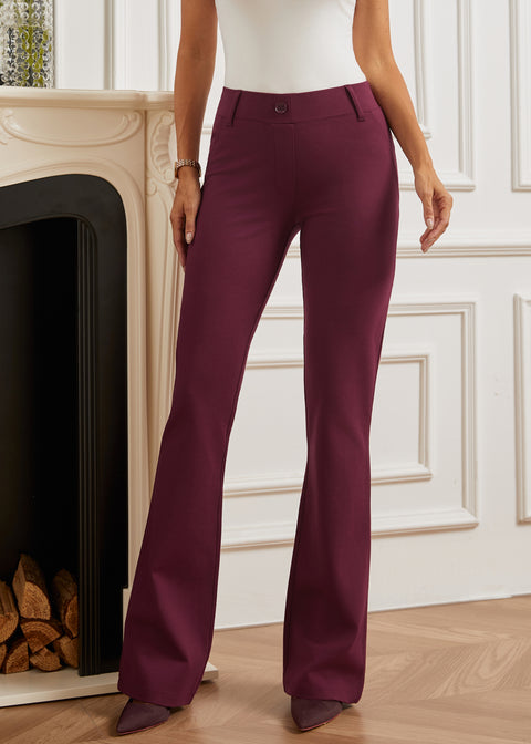 Two-Pocket Dress Pant Yoga Pant | Bootcut (Burgundy)