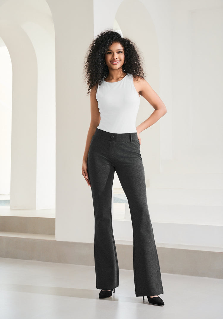 Two-Pocket Dress Pant Yoga Pant | Bootcut (Charcoal)