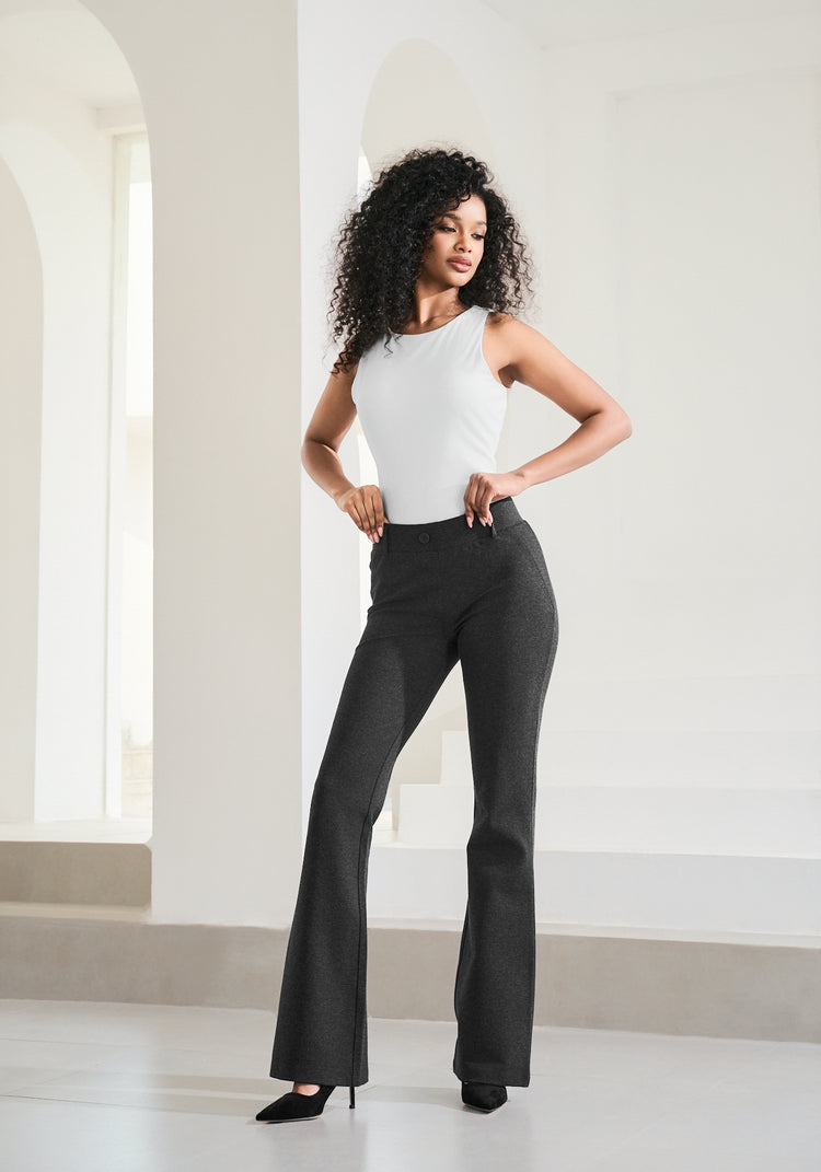 Two-Pocket Dress Pant Yoga Pant | Bootcut (Charcoal)