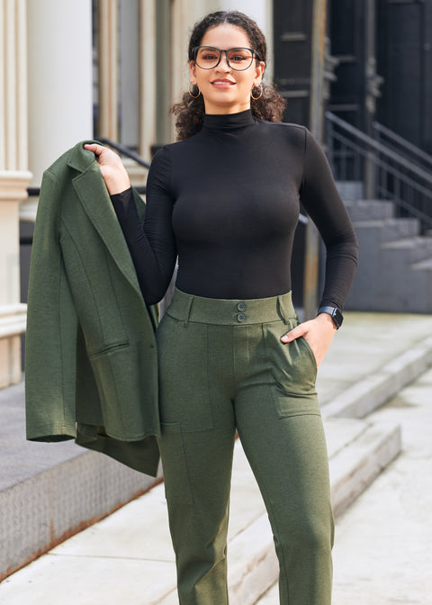 PRESALE ⏰ Two-Pocket DPYP™ Dress Pant Yoga Pants | Bootcut (Heather Olive)