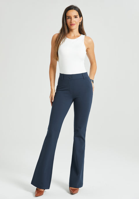 Two-Pocket Dress Pant Yoga Pant | Bootcut (Navy)