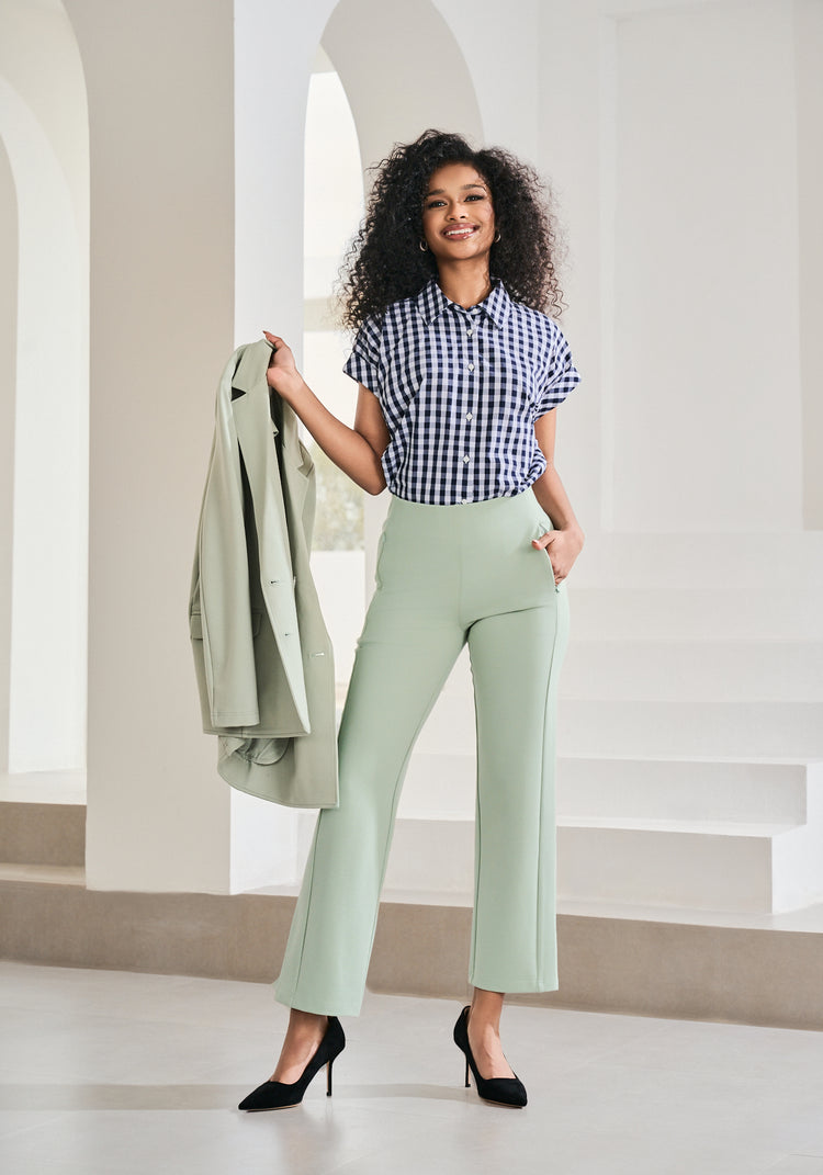 Monroe Crop Trouser | Straight (Muted Mint)