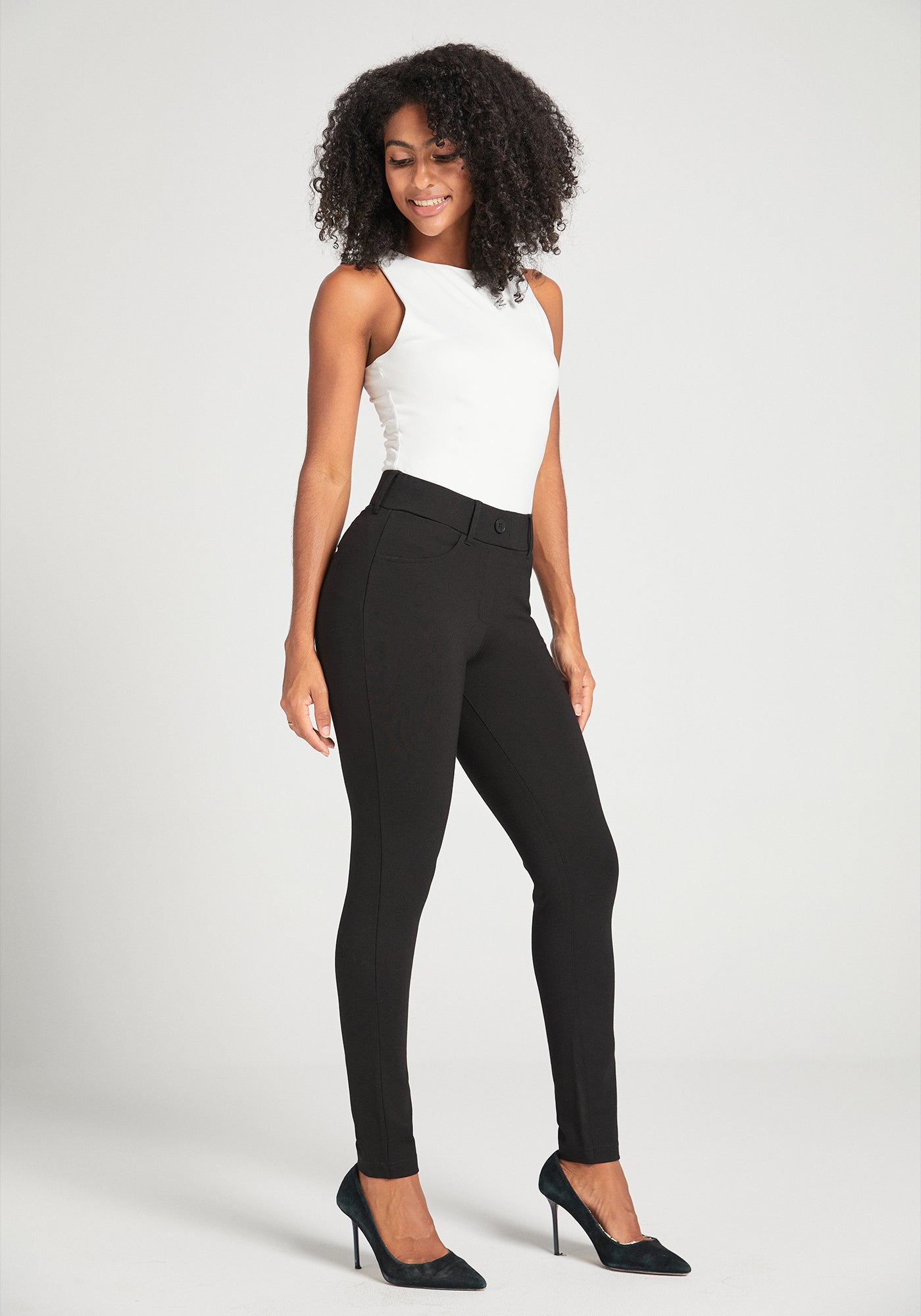 7-Pocket DPYP™ Dress Pant Yoga Pant | Skinny (Black) – Betabrand display picture 1