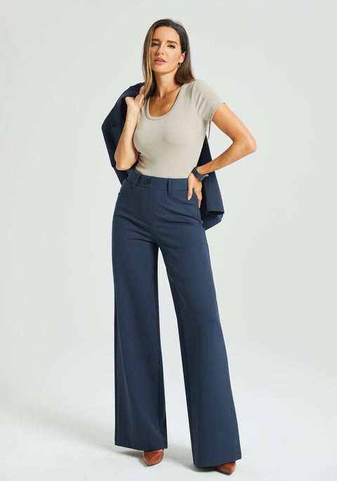 ⏰ PRESALE | 7-Pocket Dress Pant Yoga Pant | Wide (Navy)