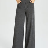 7-Pocket High-Waist DPYP™ Dress Pant Yoga Pant | Wide (Black Beige Pinstripe)
