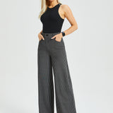 7-Pocket High-Waist DPYP™ Dress Pant Yoga Pant | Wide (Black Beige Pinstripe)