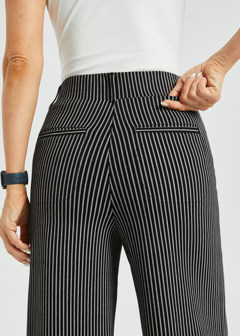 PRESALE ⏰ 7-Pocket High-Waist DPYP™ Dress Pant Yoga Pant | Wide (Black Beige Pinstripe)