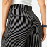 7-Pocket High-Waist DPYP™ Dress Pant Yoga Pant | Wide (Black Beige Pinstripe)