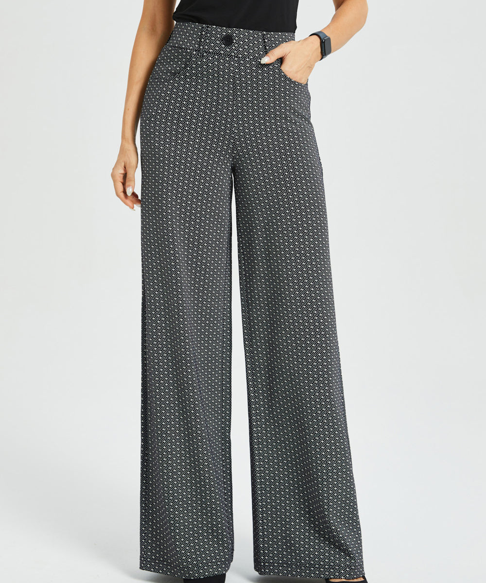 7-Pocket High-Waist DPYP™ Dress Pant Yoga Pant | Wide (Black White Geo)