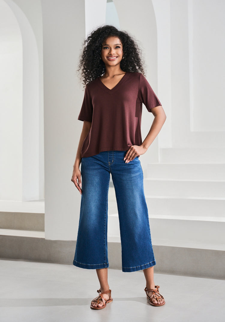 Essential V-Neck Short Sleeve (Cherrywood)