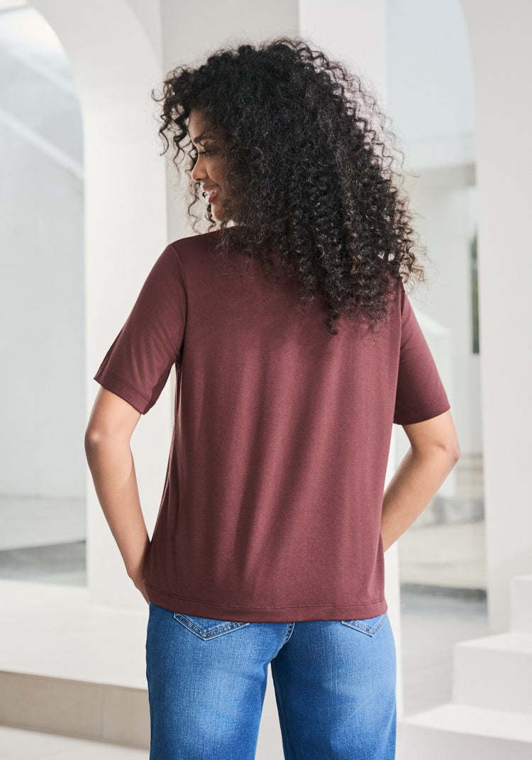 Essential V-Neck Short Sleeve (Cherrywood)