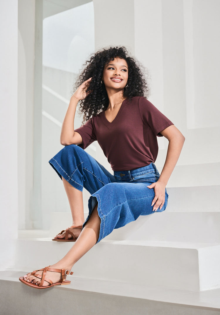 Essential V-Neck Short Sleeve (Cherrywood)