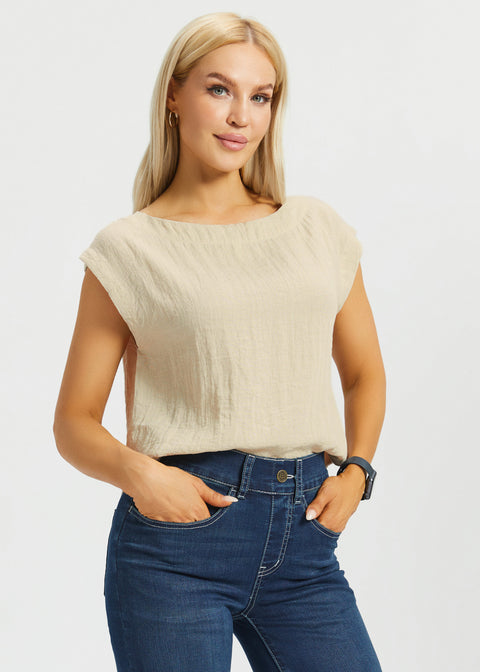 Drift Boat Neck Tee | Linenette (Stone)