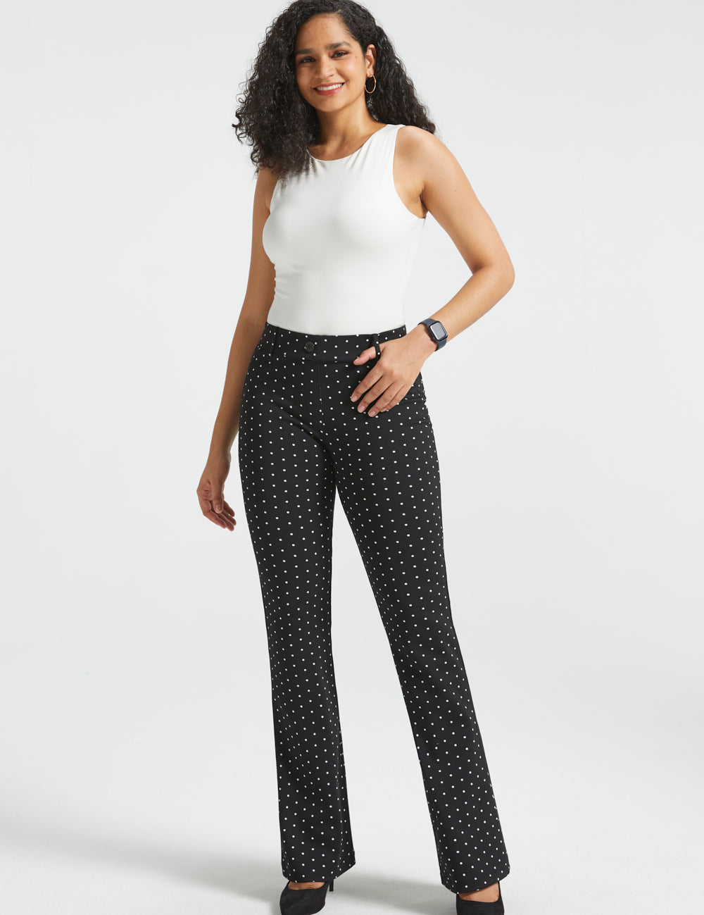 Classic Dress Pants | Bootcut - Jacquard (Black Ivory Dot)
