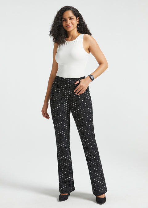 Classic Dress Pants | Bootcut - Jacquard (Black Ivory Dot)