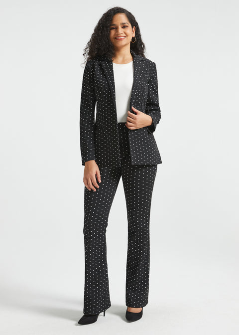 Classic Dress Pants | Bootcut - Jacquard (Black Ivory Dot)