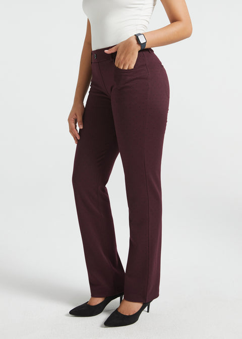 7-Pocket Dress Pants | Straight - Jacquard (Burgundy Black Dot)