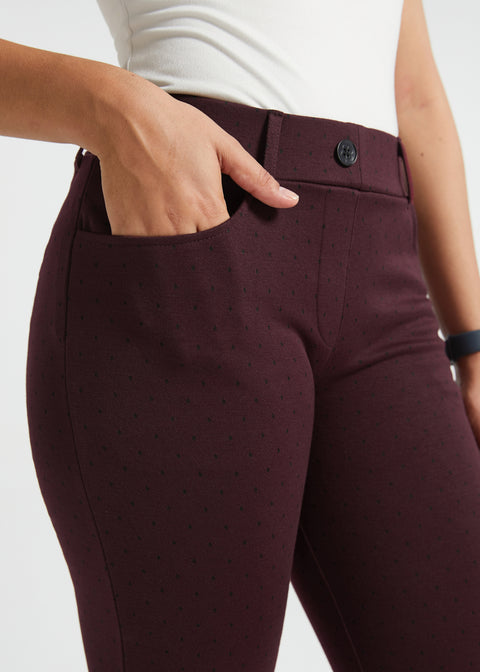 7-Pocket Dress Pants | Straight - Jacquard (Burgundy Black Dot)