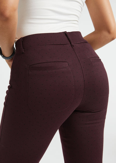 7-Pocket Dress Pants | Straight - Jacquard (Burgundy Black Dot)
