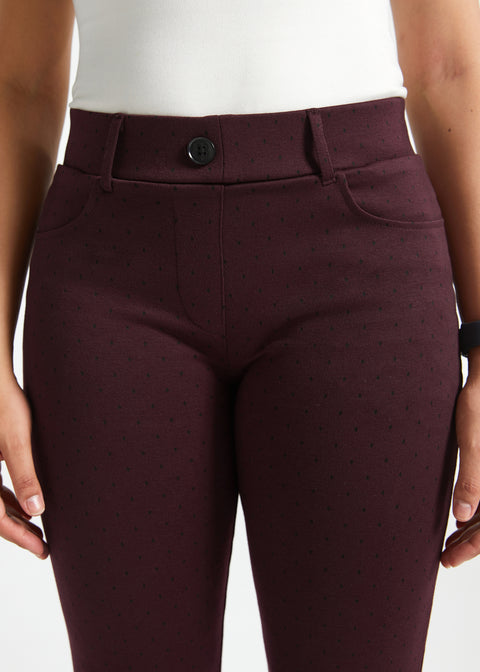 7-Pocket Dress Pants | Straight - Jacquard (Burgundy Black Dot)