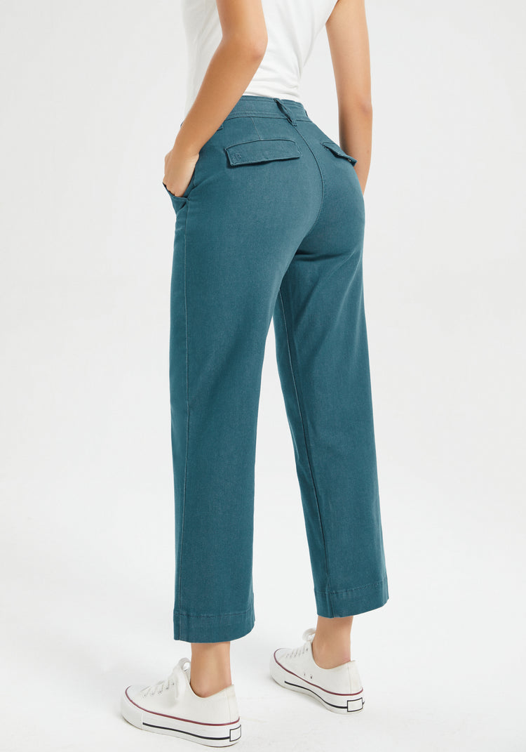 Burton Twill Crop Chino | Wide (Dark Ocean)