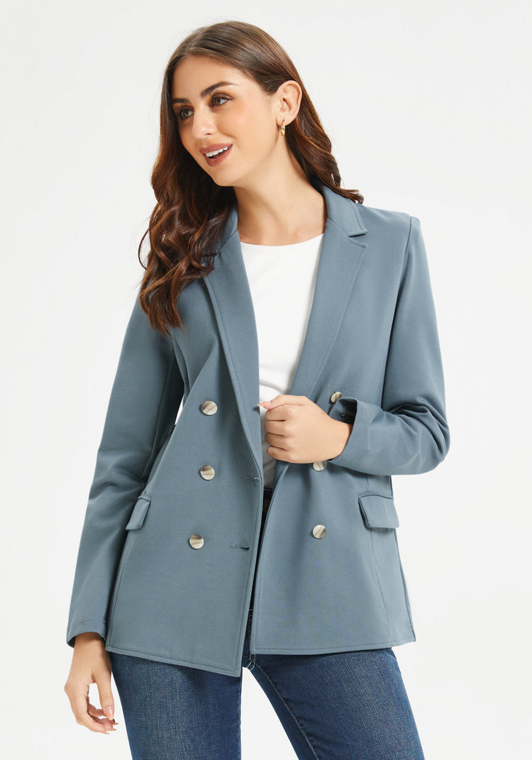 Double Breasted Blazer (Blue Haze)