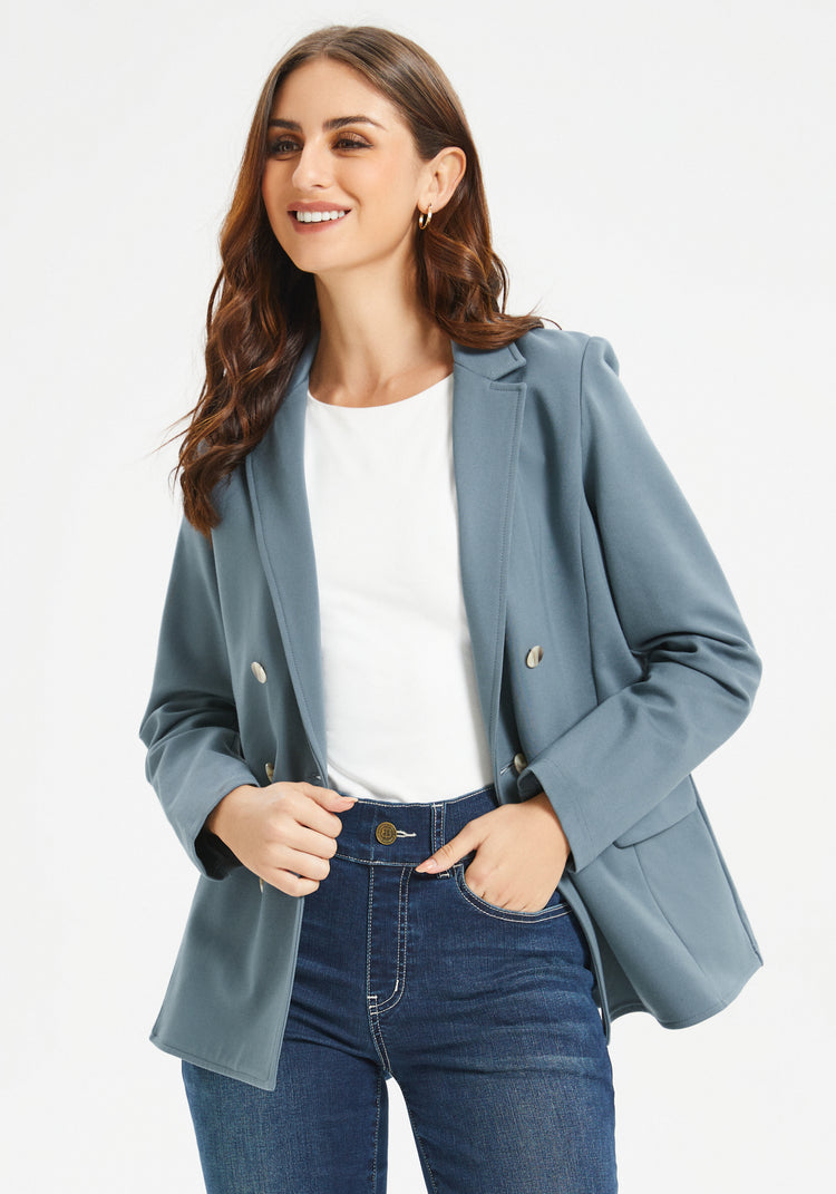 Double Breasted Blazer (Blue Haze)