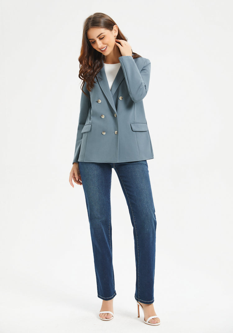 Double Breasted Blazer (Blue Haze)