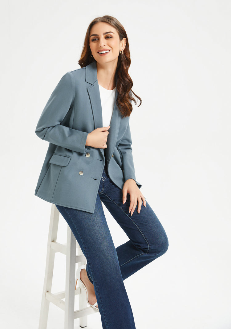 Double Breasted Blazer (Blue Haze)
