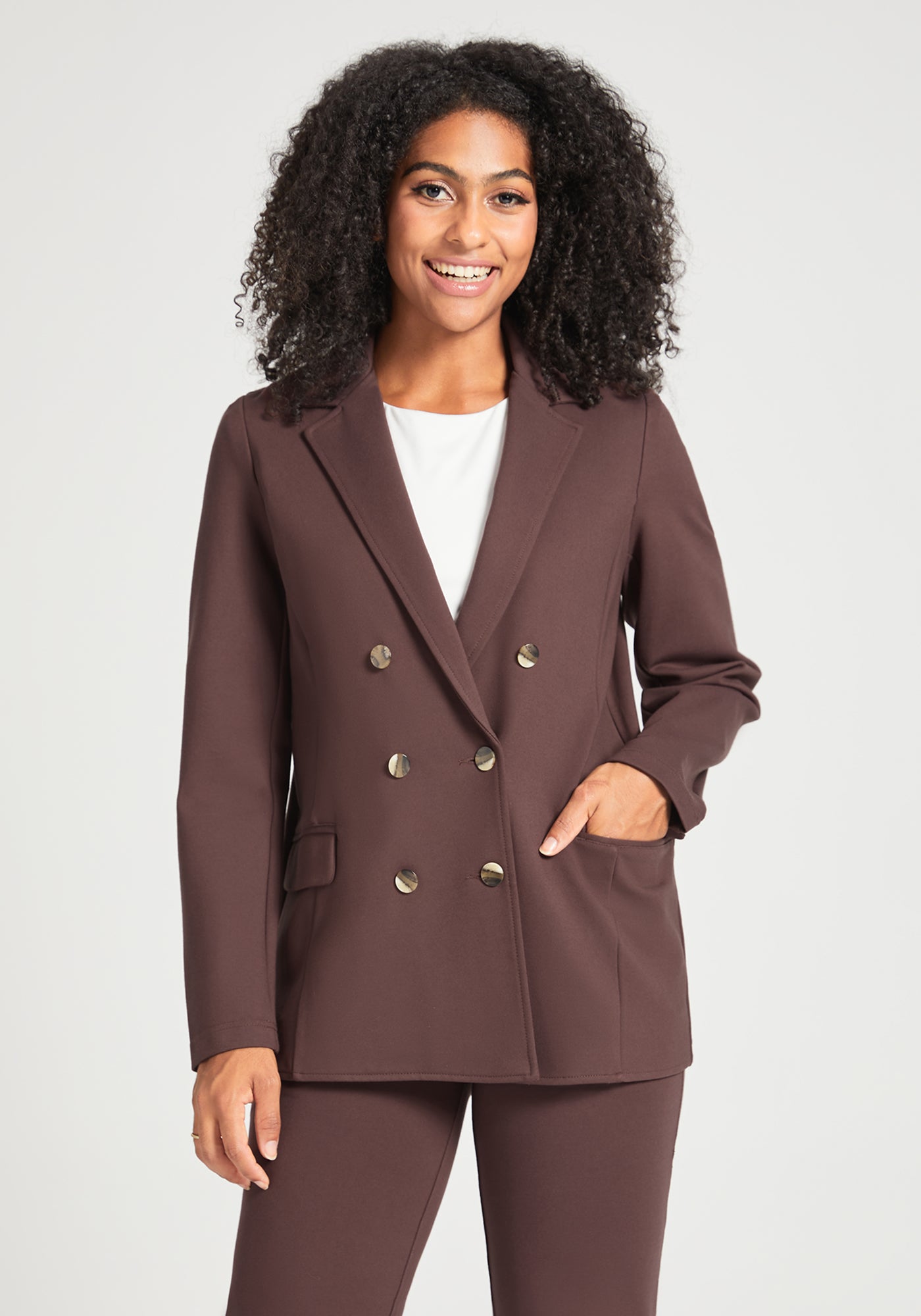 Double Breasted Blazer Stretch Ponte Final Sale