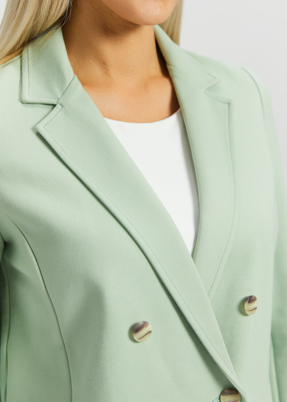Double Breasted Blazer | Stretch Ponte (Muted Mint) – Betabrand