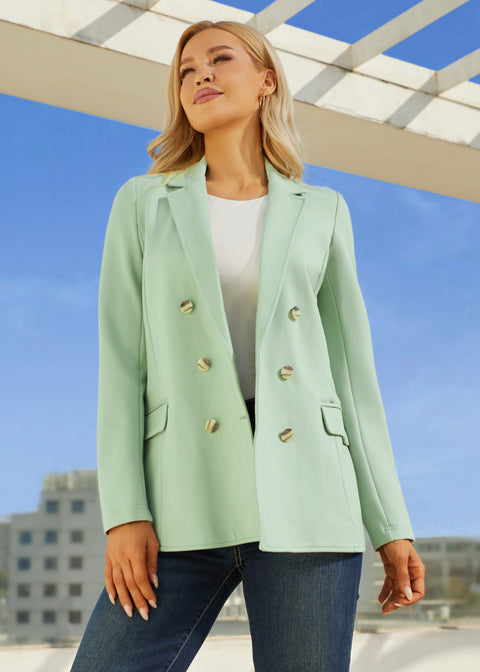 PRESALE ⏰ Double Breasted Blazer | Stretch Ponte (Muted Mint)