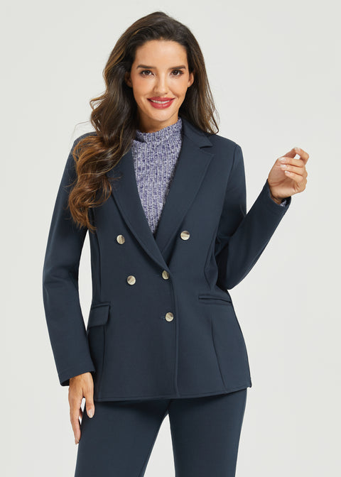 Navy Jacket Womens Navy Double Breasted Blazer Blazers For Women Business Long Sleeve Blazer Casual Open Navy Jacket Womens Navy Double Breasted Blazer Blazers For Women Business Long Sleeve Blazer Casual Open