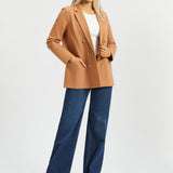 Double Breasted Blazer | Stretch Ponte (Sandalwood)