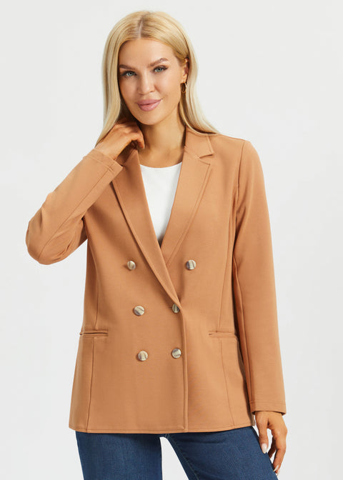 PRESALE ⏰ Double Breasted Blazer | Stretch Ponte (Sandalwood)
