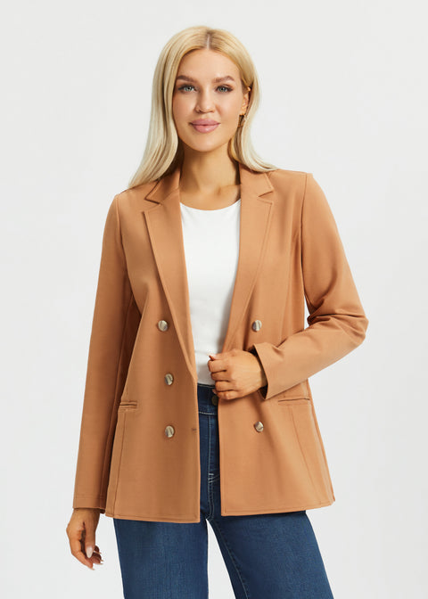 PRESALE ⏰ Double Breasted Blazer | Stretch Ponte (Sandalwood)