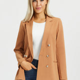 Double Breasted Blazer | Stretch Ponte (Sandalwood)