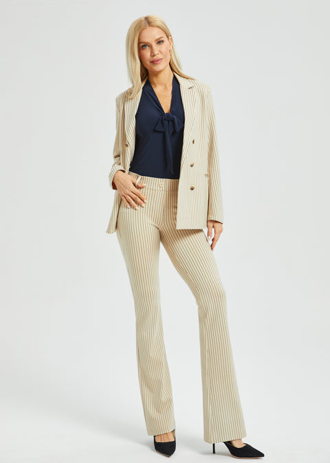 PRESALE ⏰ Double Breasted Blazer | Stretch Ponte (Ivory Black Pinstripe)