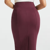 Power Down Pencil Skirt | High Waist (Burgundy)