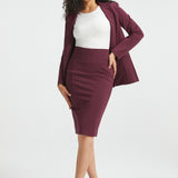 Power Down Pencil Skirt | High Waist (Burgundy)