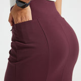 Power Down Pencil Skirt | High Waist (Burgundy)
